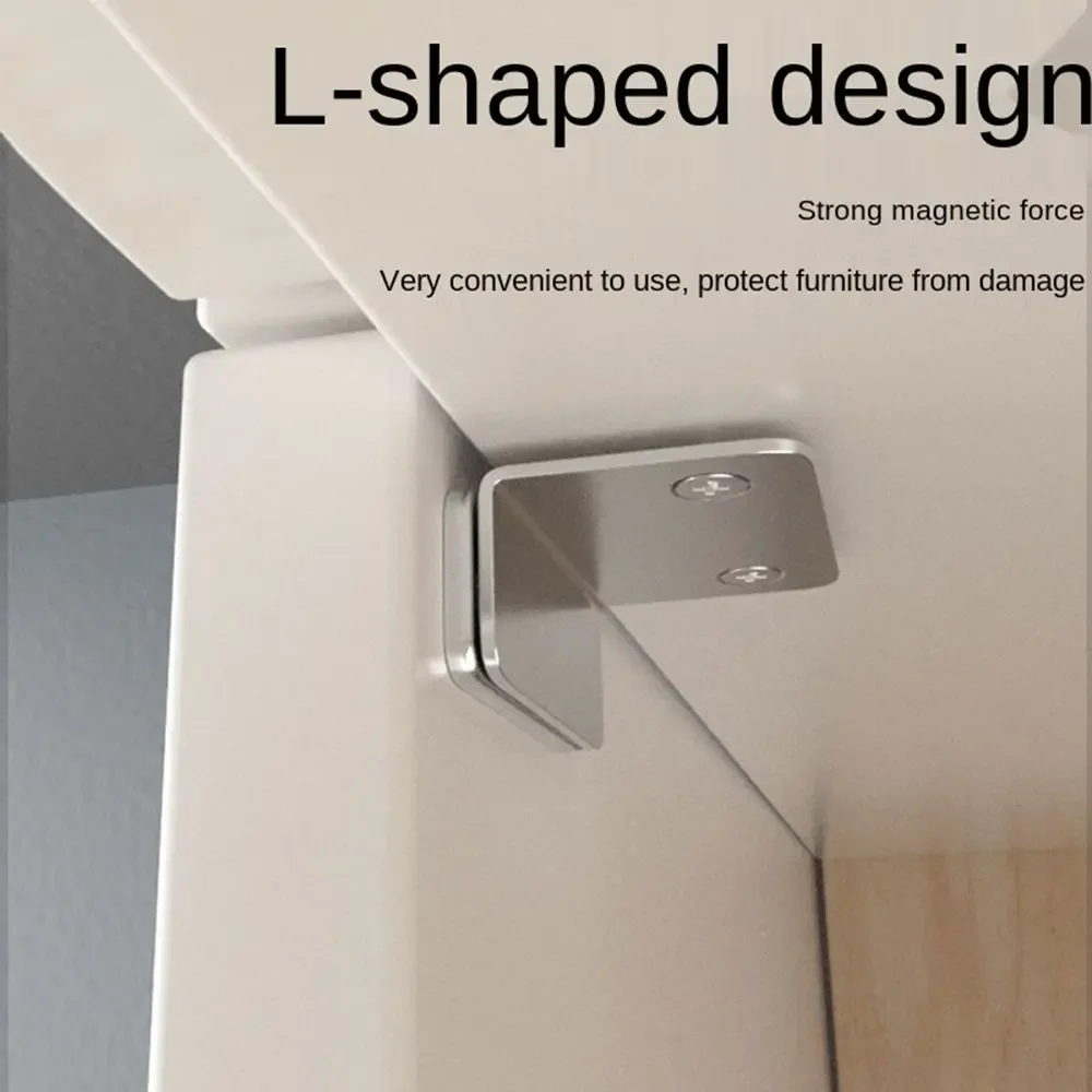 L-Type Magnet Wardrobes Door Stopper Strong Magnetic Door Closer Cabinet Catches Latch Ultra Thin Closures Furniture Fittings