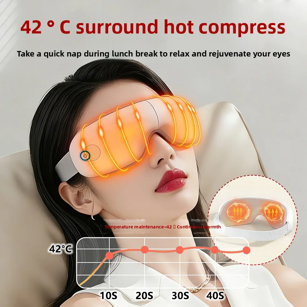 

3D-массажер для глаз с воздушной компрессией, складная маска для глаз с подогревом и Bluetooth-музыкой для снятия усталости глаз, улучшения состояния сухих глаз и сна