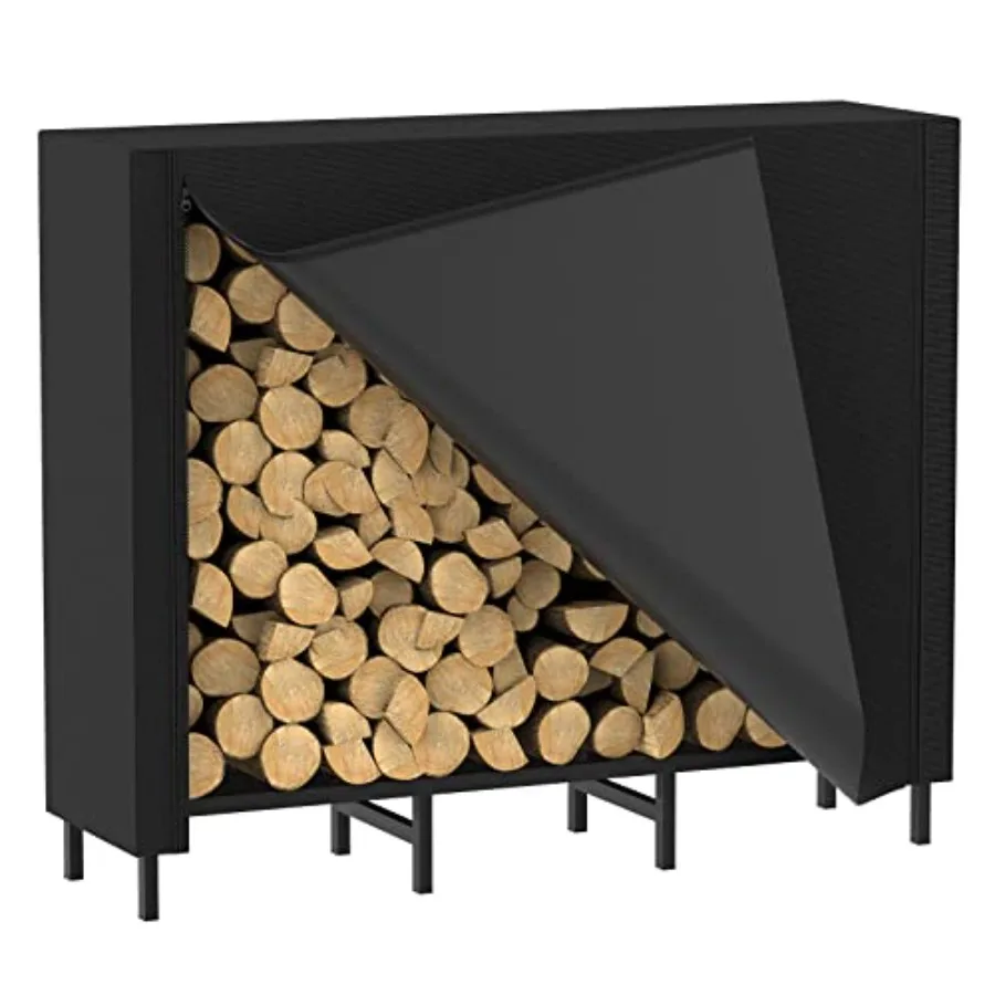

4Feet Firewood Rack with Cover, Outdoor Firewood Log Rack for Fireplace, Indoor Firewood Storage, Heavy Duty Fire Wood Stand, B