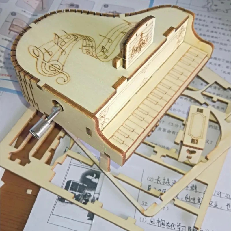 

MultiFunction Piano Music Box Wood 3D Puzzle HandAssembly Experience NonToxic Material Home Decor Gift