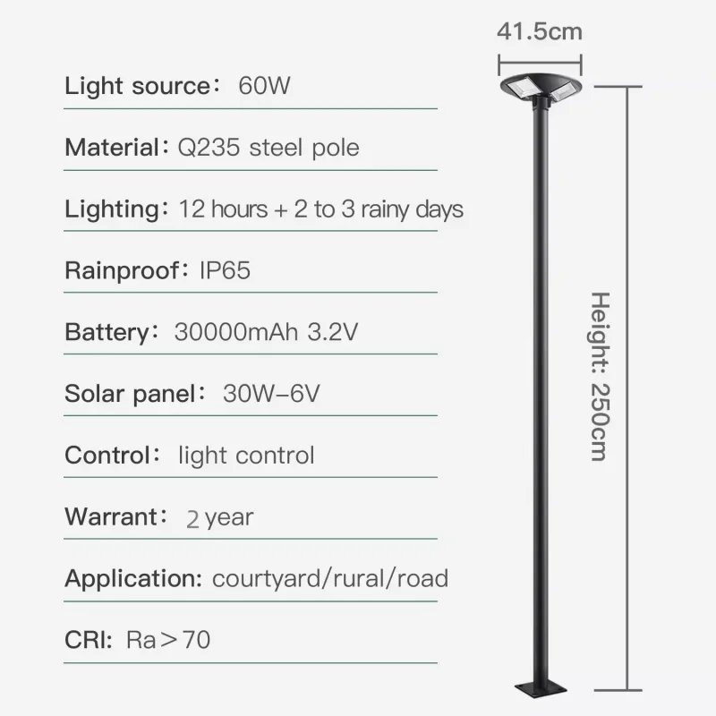 Solar UFO lamp courtyard high pole lighting outdoor waterproof round home villa garden dew table lamp
