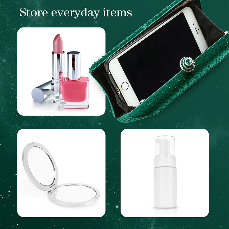 Fashion Women Rhinestone Clutch Purses Envelope Clutch Evening Bags Glitter Metal Chain Handbag for Wedding Cocktail Prom Party