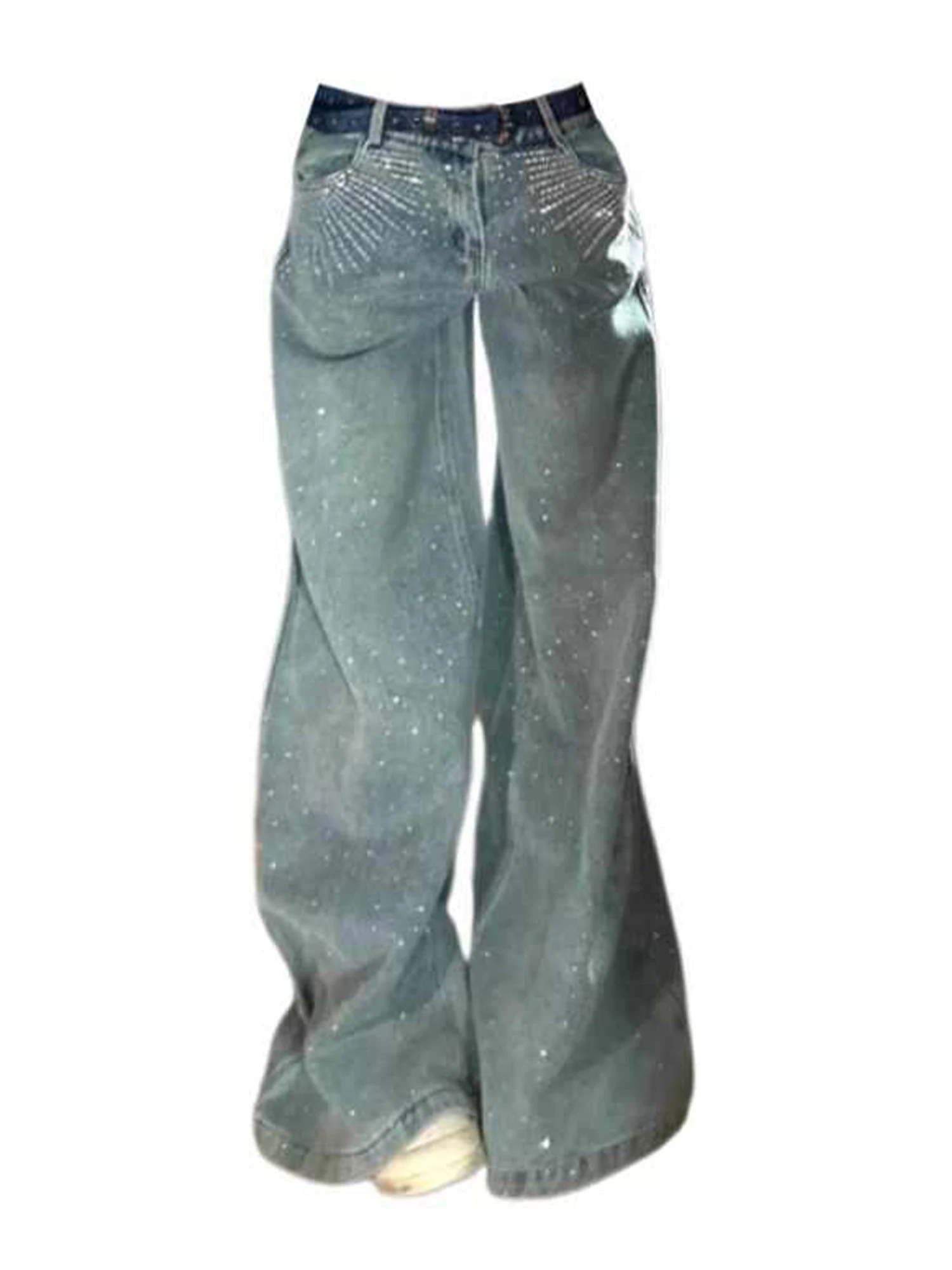 

Women Blue Y2k Jeans Baggy Denim Trousers Harajuku Streetwear 90s Vintage Oversize Jeans Long Pants Japanese 2000s Style Clothes