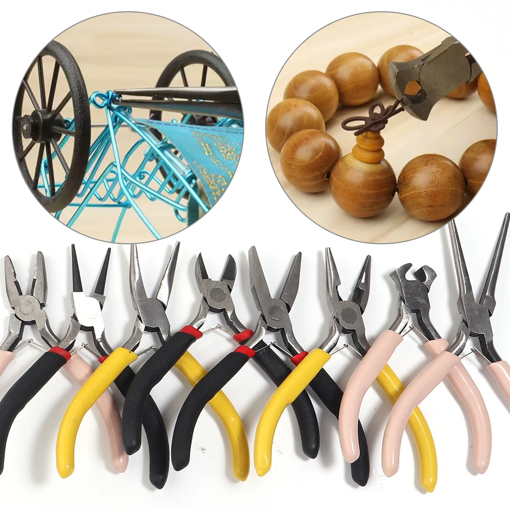 8pcs/set Metal Jewelry Pliers Tool Kit Includes Needle Round Wire Cutter And Curved Nose Pliers For Jewelry Making Repair