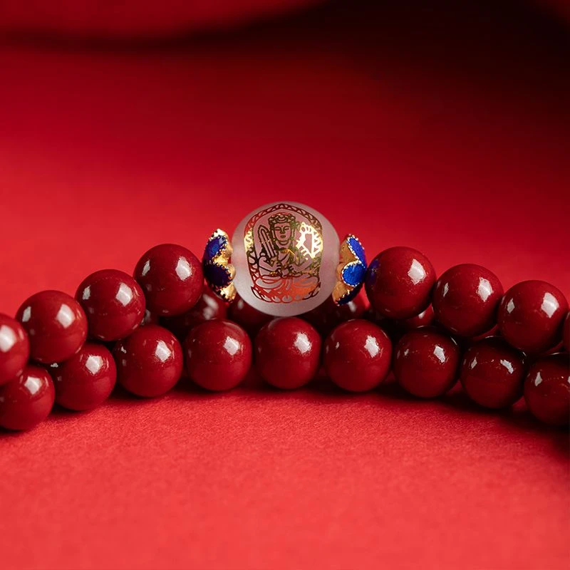 Genuine Goods Cinnabar Purple Gold Sand Bracelet Twelve Zodiac Birth Buddha Bracelet 108 Beads Multi-Circle Bracelet Ornament