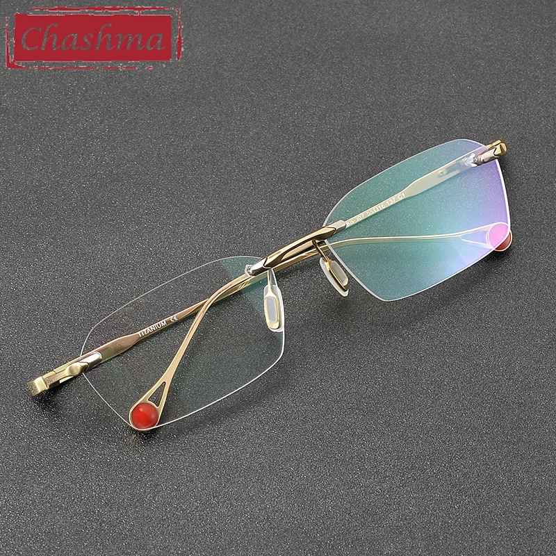 Chashma Prescription Glasses Men Optical Rimless Spectacle Ultra Light Pure Titanium for Recipe Lenses Eyewear Eyeglasses Frames