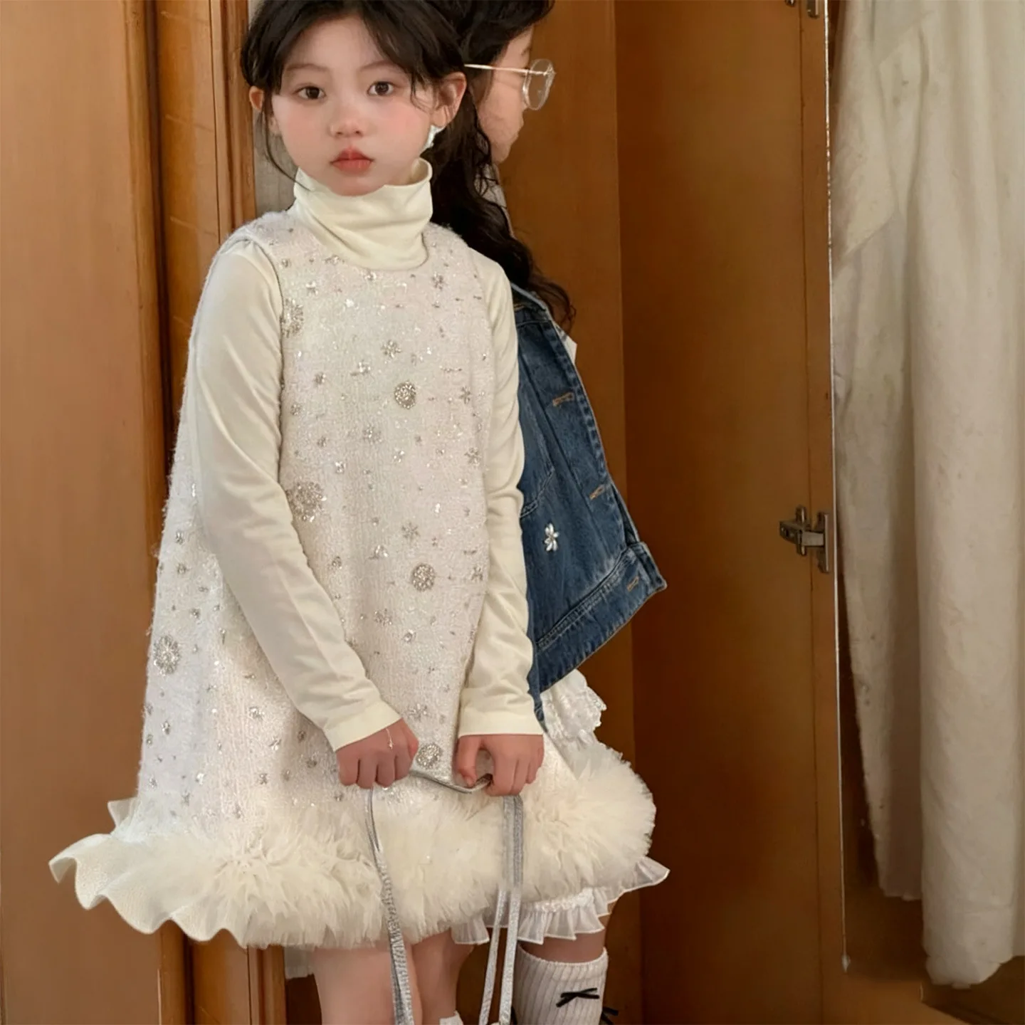 

Girls' Dress Princess Autumn and Spring Clothing 2025 New Style Fashion and Beautiful Vest Dress Soft Shirt Kids Two Piece Set