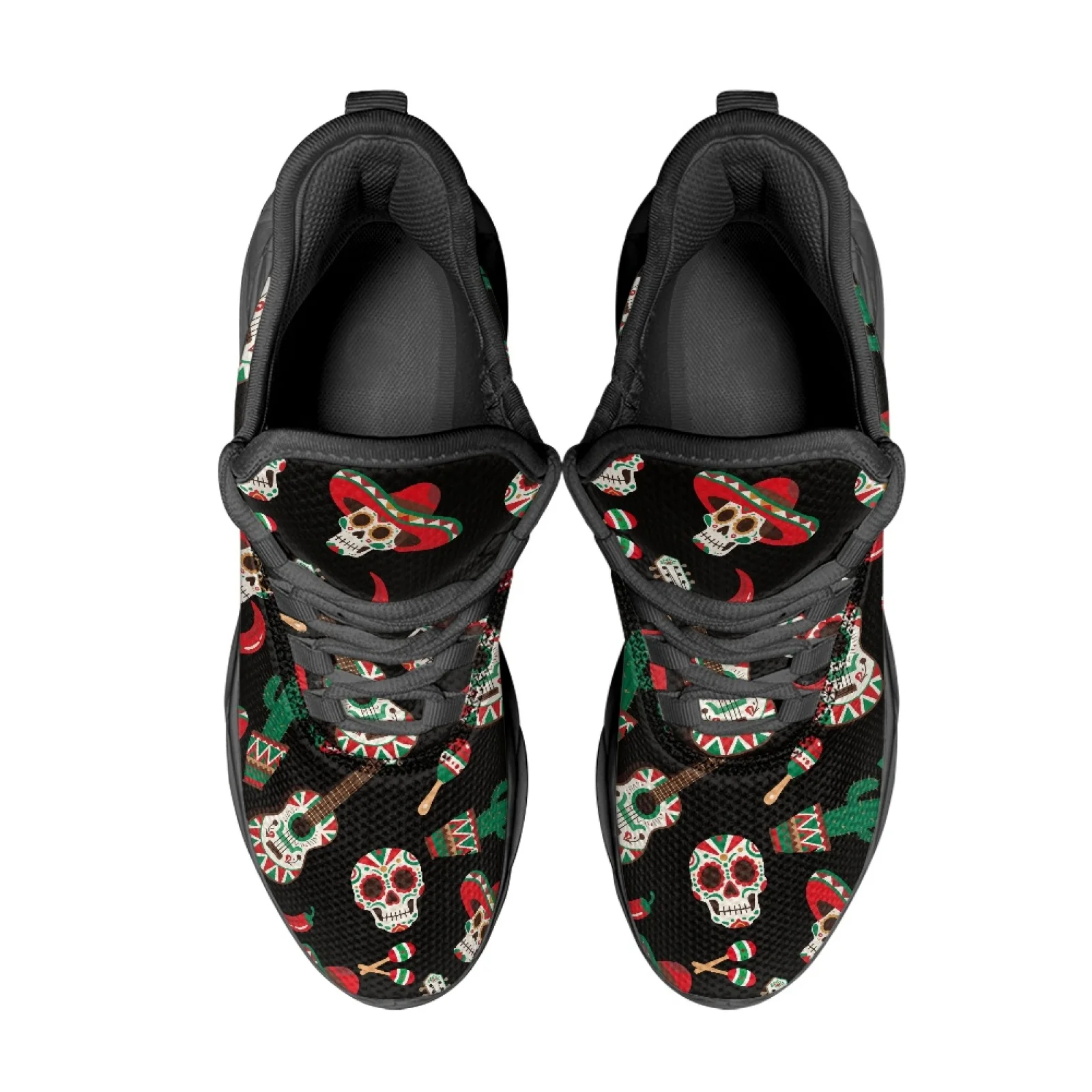 PENSTROLL Mexican Sugar Skull Athletic Sneakers Mesh & EVA Men's Running Shoes Casual Men's Stylish Sneakers for Workout