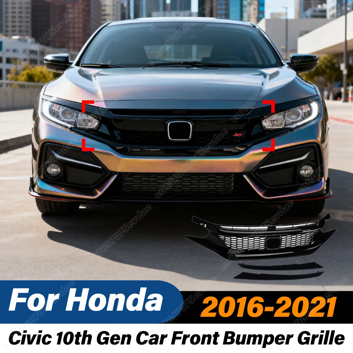 

For Honda Civic 10th Gen 2016 2017 2018 2019 2020 2021 Front Hood Bumper Air Intake Grille Racing Grill Car Exterior Accessories