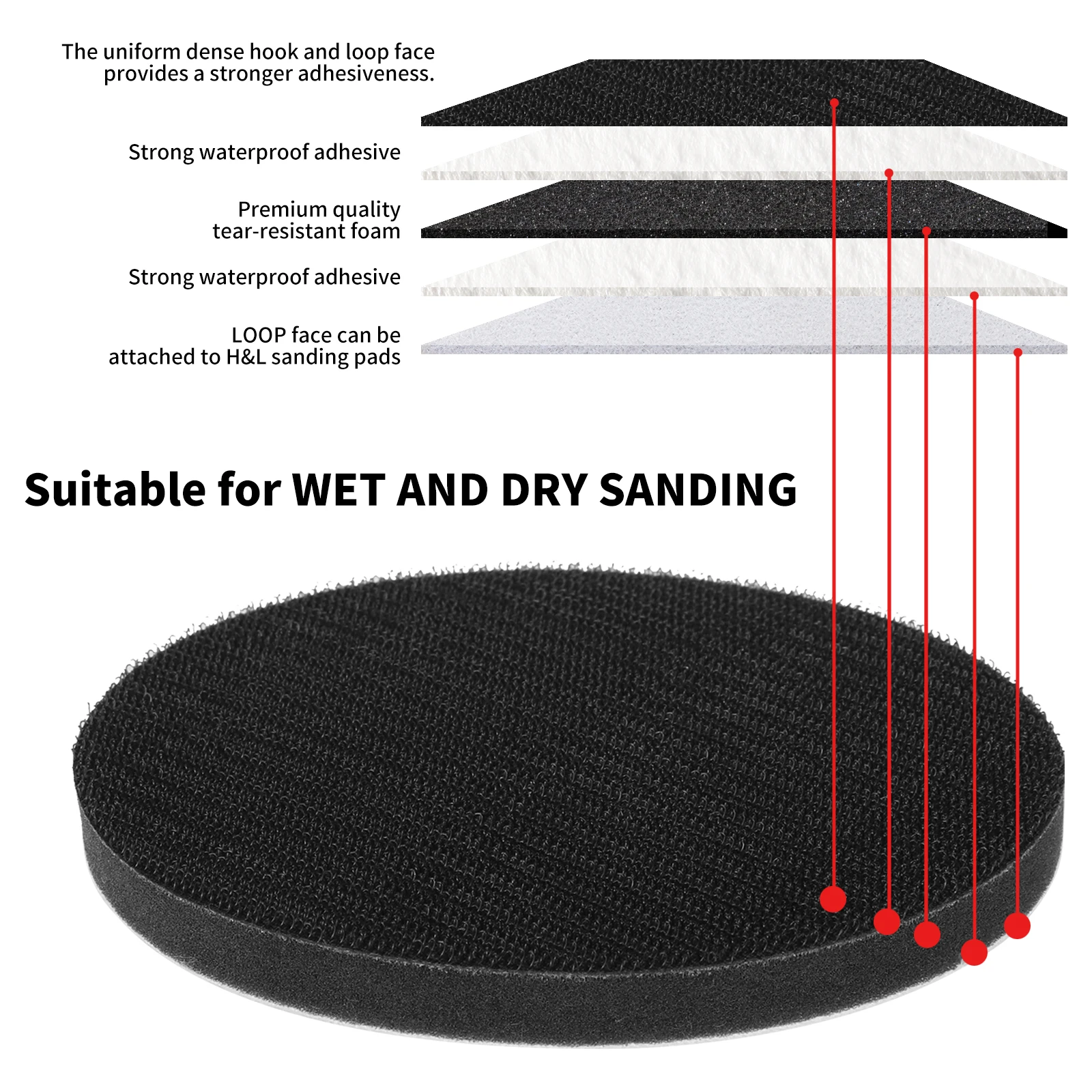 5Pcs 2/3/5 Inch Soft Sponge Interface Pad Hook and Loop Soft Sponge Cushion Buffer Pad for Sander Dremel Accessories Power Tool