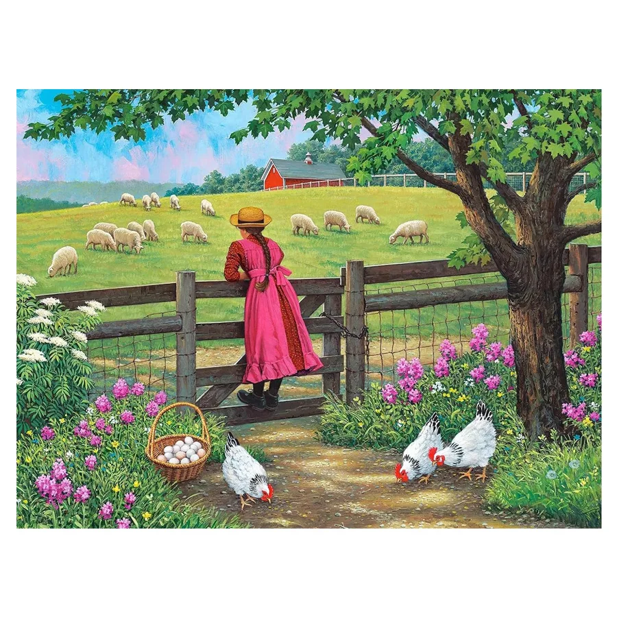 Diy Mosaic Ranch sheep Diamond Painting Farm, chicken flock, eggs Landscape Full Rhinestone Embroidery flower tree Picture decor