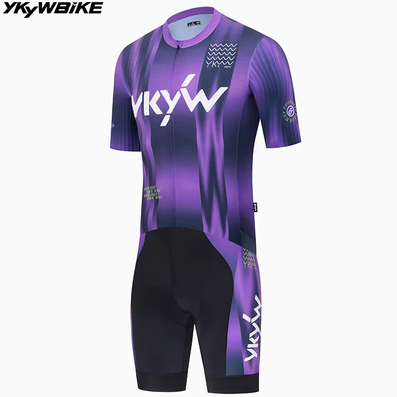 

YKYWBIKE Men's Cycling Sets SPF 50+ Clothing Summer Bicycle Clothing Road Bike Shirt Bib Shorts MTB Jersey Pants
