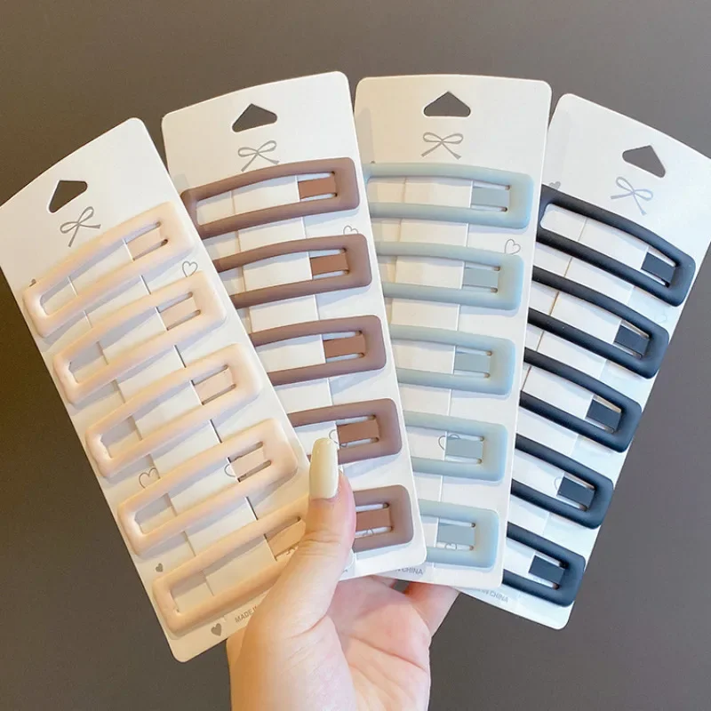 2pcs 매트 서리로 덥은 머리 사이드 클립 여자 여자 BB 헤어 그립 바레트 헤어핀 헤어 스타일링 한국어 금속 헤어 스타일링 액세서리