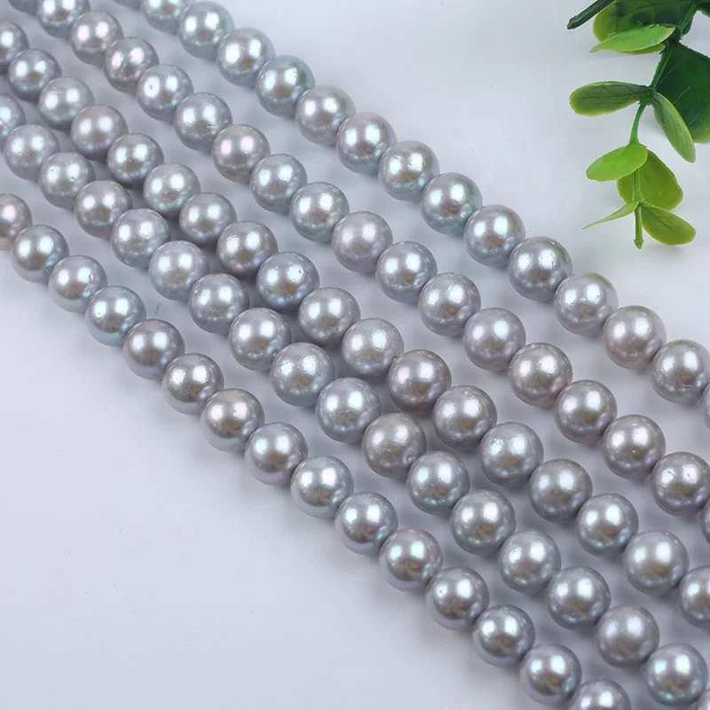 Wholesale 11-13mm plating gray color round edison pearls beads strands jewelry