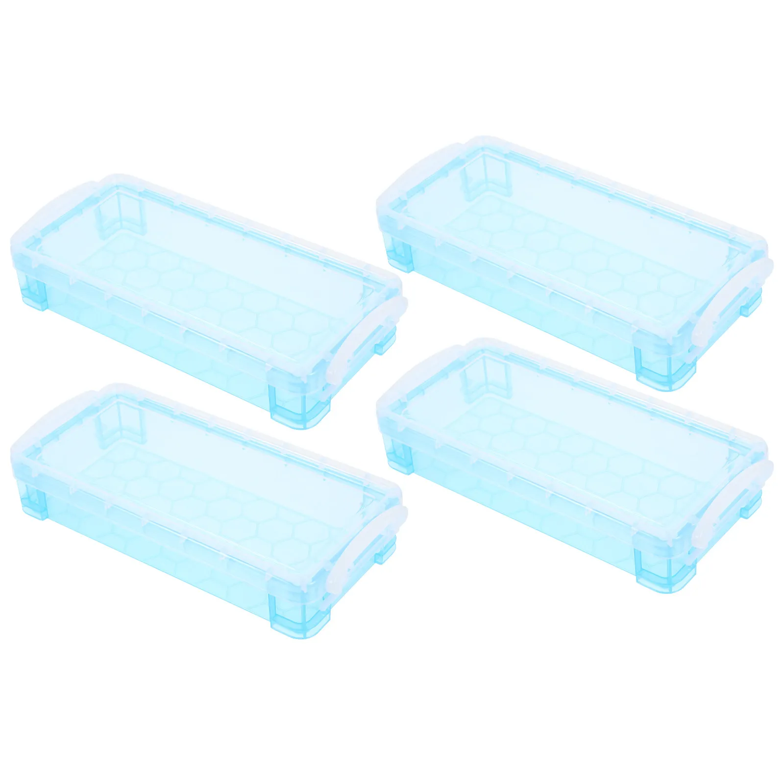 

Набор из 4-х прочных пластиковых пеналов для ручек и карандашей, устойчивых к царапинам, с легким открыванием и закрыванием, для студентов-художников, синий