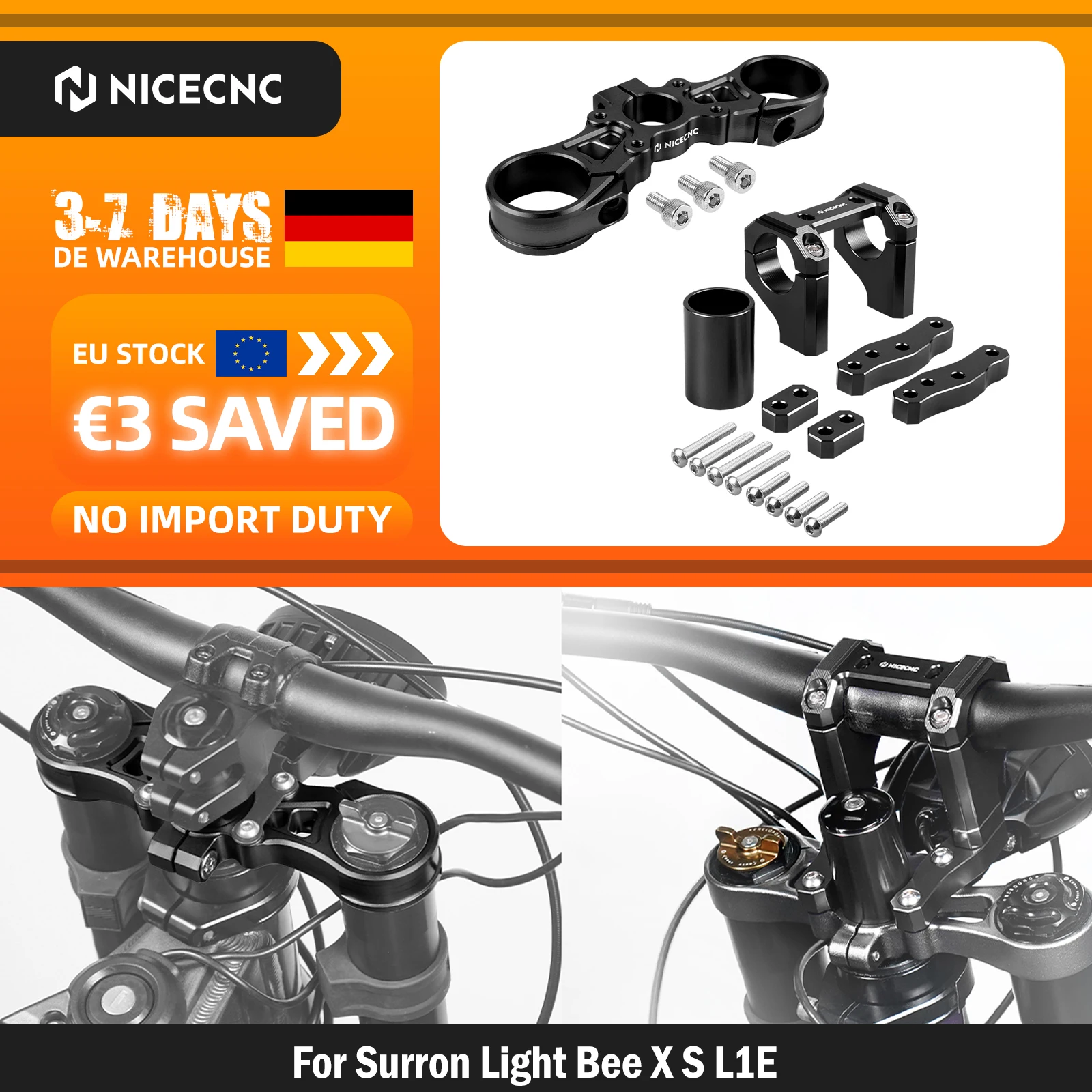 NICECNC: supporto superiore per il braccio di collegamento superiore e per l'altezza del manubrio anteriore, compatibile con Surron Light Bee X e Sur-ron Light Bee S, moto elettrica da fuoristrada.