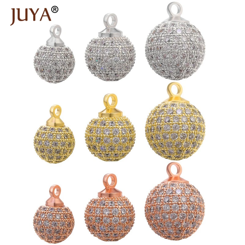 JUYA New Trendy AAA Zircon Rhinestone Beads Charms Accessories For Bracelets Necklace Earrings Making DIY Jewellery Supplies