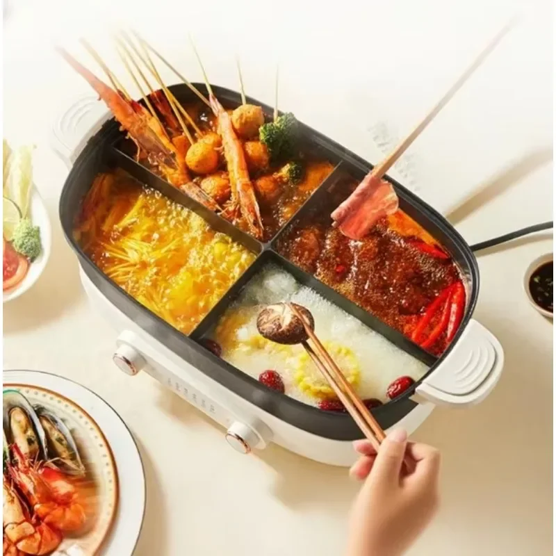 Electric household two-flavor four-compartment multi-functional cauldron