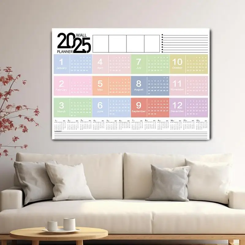 Calendario de pared anual de 2025 Planificador escolar anual Decoración del hogar Accesorios de escritorio Planificador de horario para el hogar de enero de 2025 a diciembre