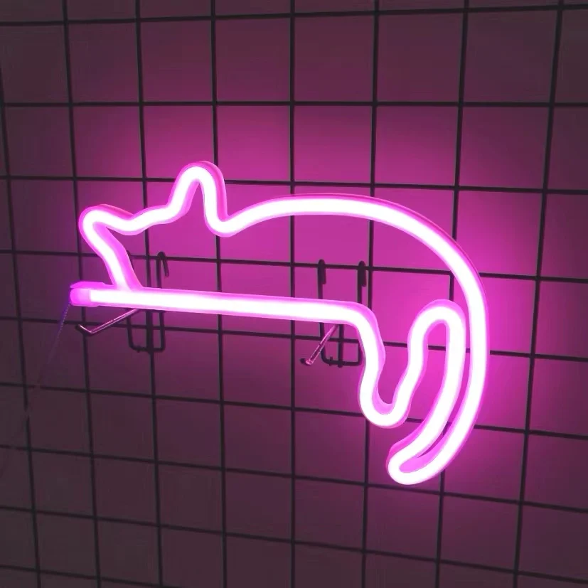 Cute cat neon light, LED wall decoration, suitable for girls, bedrooms, living rooms, family gatherings, birthday gifts