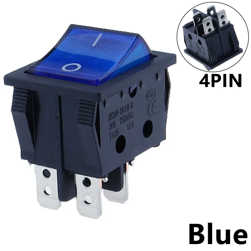 1 PCS,30A 250V AC High Current,ON/OFF,Special for Eelding Machine,KCD4,Sterling Silver Point,Rocker Power Button Switches