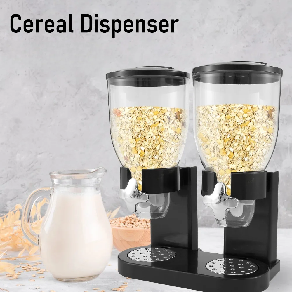 Food Storage Cereal Dispenser Single/Double Barrel Tank Separator Canister Cereal Leakproof Food Storage Candy Nut Grain Snack