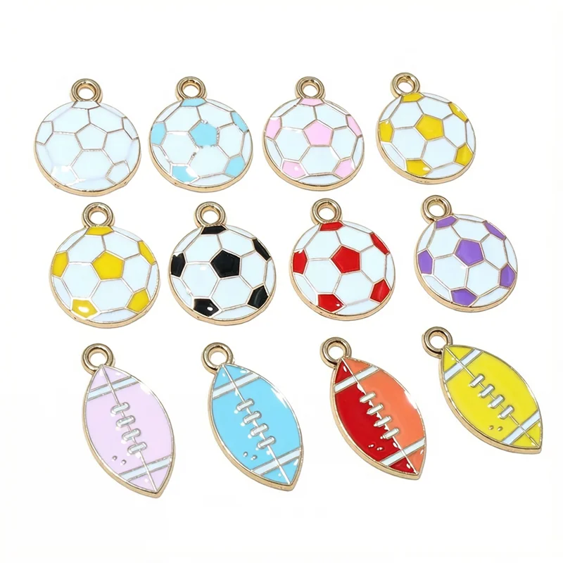 20pcs Enamel Rugby Football Charms Pendant Alloy Metal DIY Jewelry Making Accessories Findings for Earrings Necklace Bracelet