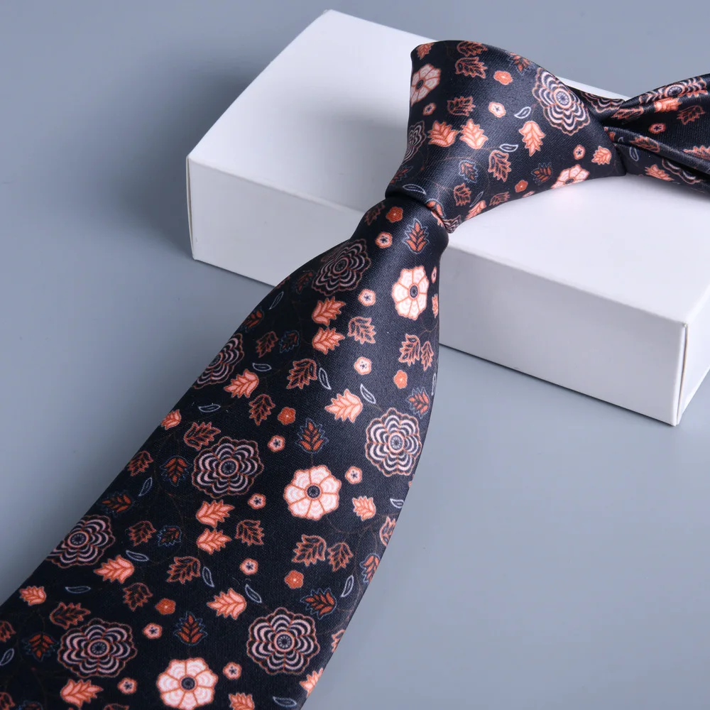 Vintage Seide Krawatten Herrenmode 8cm Blume Blumen Krawatte für Männer Hochzeit Business Meeting Gravata Soft Printing Krawatte wed Geschenke – Detail 6