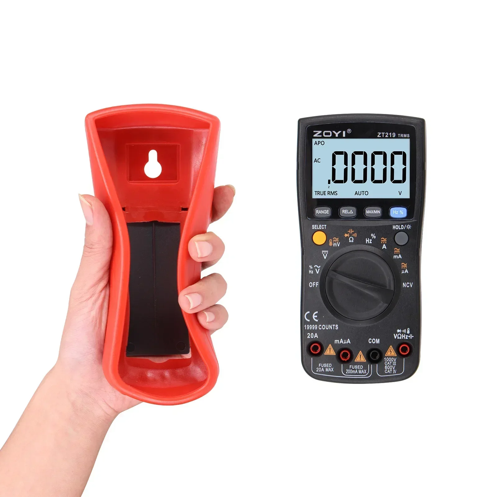 Portable True-RMS Voltmeter AC DC Current Tester Resistance Capacitor Meter ZOYI ZT219 19999 Counts Digital Multimeter
