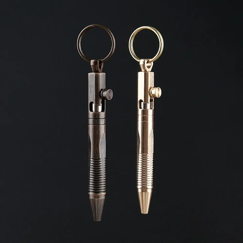 

Durable Brass Mini Ballpoint Pen with Keychain Portable Gel Pen Pocket Pen Travel