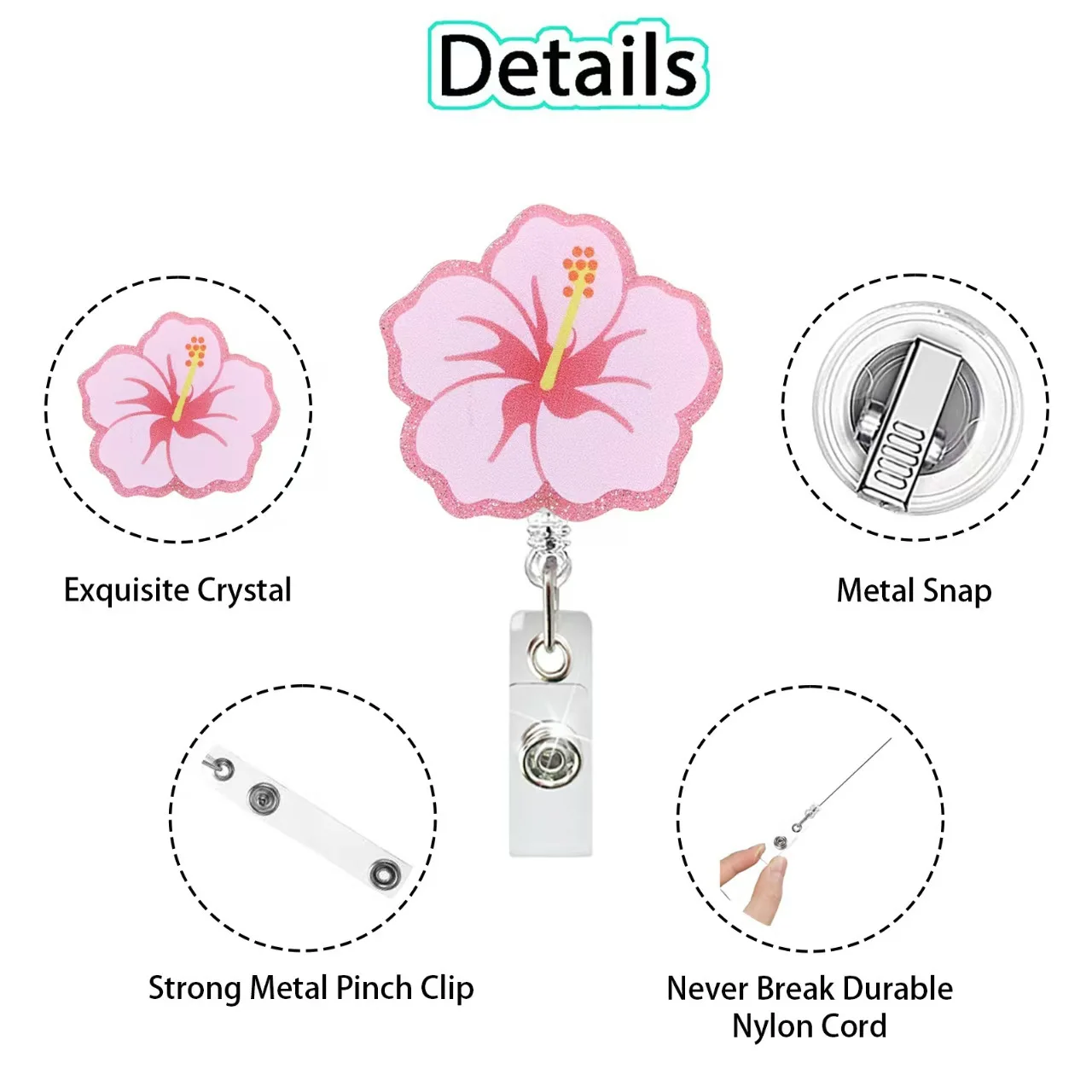 Rtractable Badge Reel with Alligator Clip Glitter Acrylic ID Badge Holder for Nurse Doctor Teacher Funny Quote Work ID Reel Gift