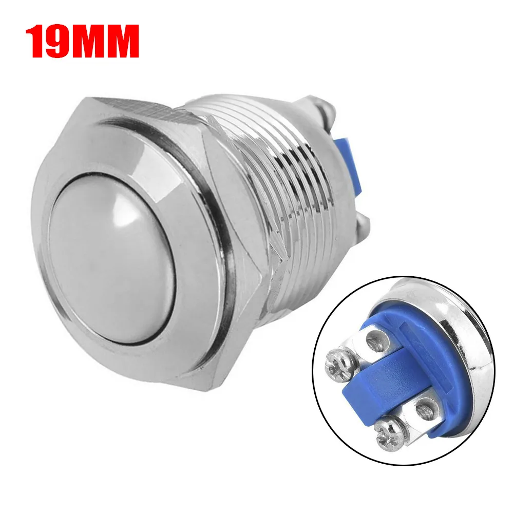 19mm Water Proof Starter Switch Boat Horn Momentary Push Button Stainless Steel 30A/12V Momentary Resists Rust Switch