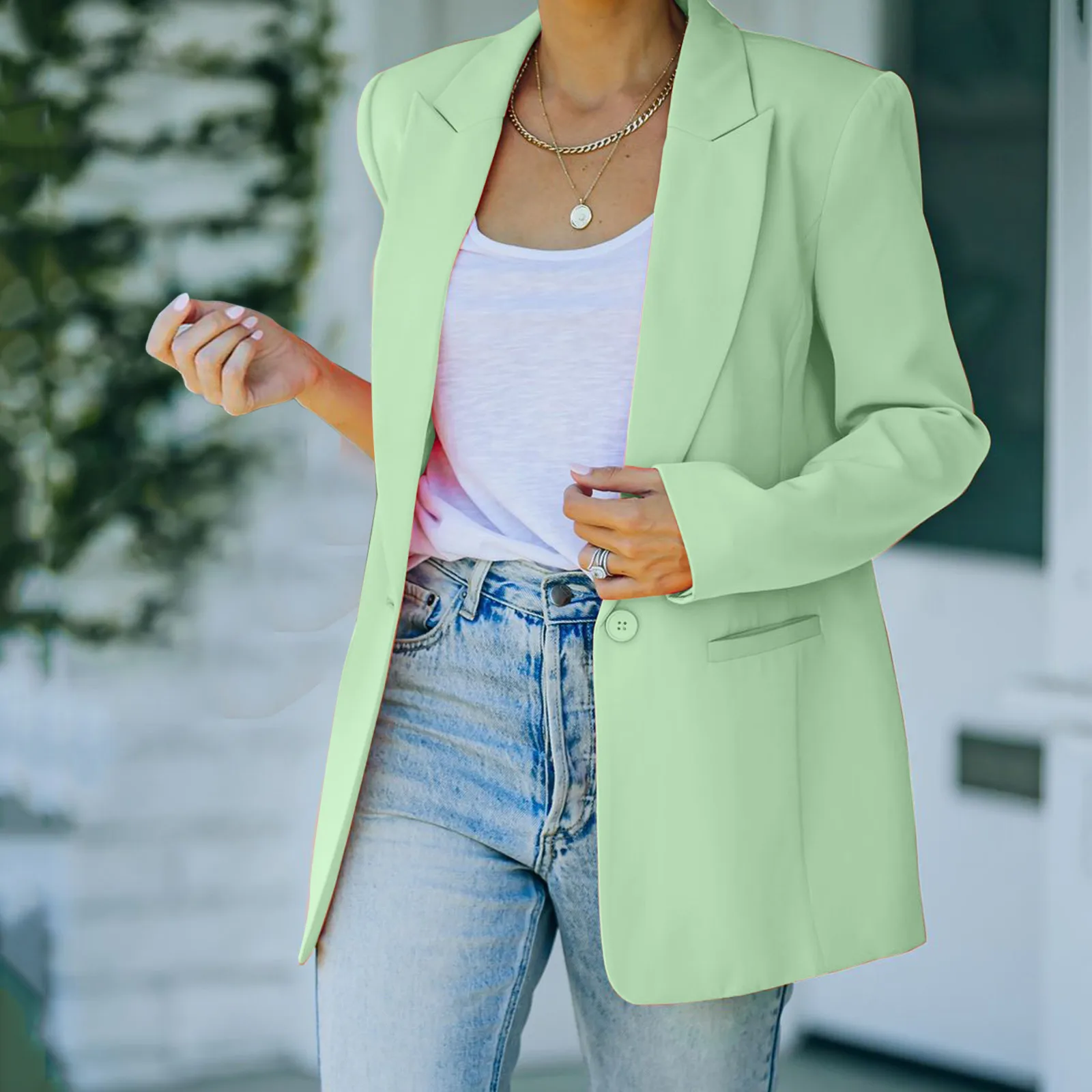 Women'S Bright Color Blazers Lightweight Jacket Notched Collar Blazer Slim Thin Coat Office Lady Business Outerwear Veste Femme