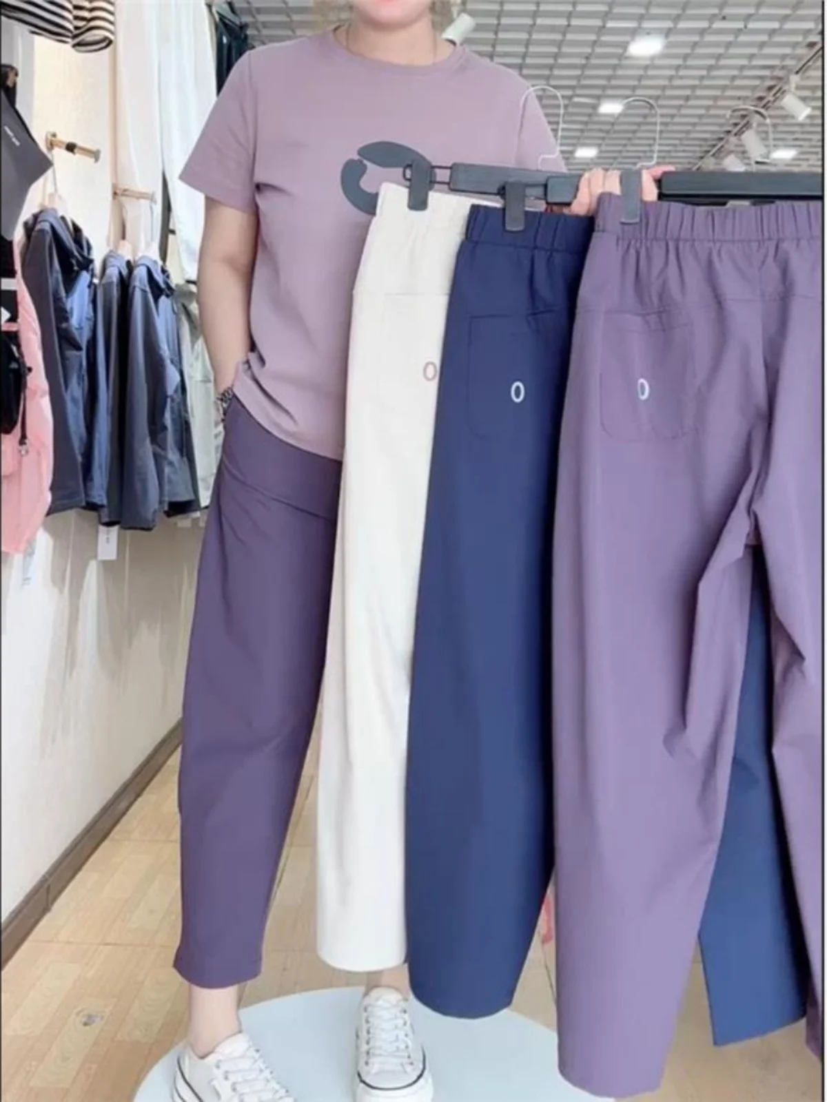 Bla Thin Harlan Pants Qui Dry Crop Pants Faionable Pantalones de mujer de nueve puntos Coreano Sle Commute Wind ket Diseño H...