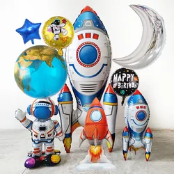 Space Standing Ballon Rocket Astronaut Spaceman Helium Balloons  Planet Outer Space Theme Birthday Party Baby Shower Decorations