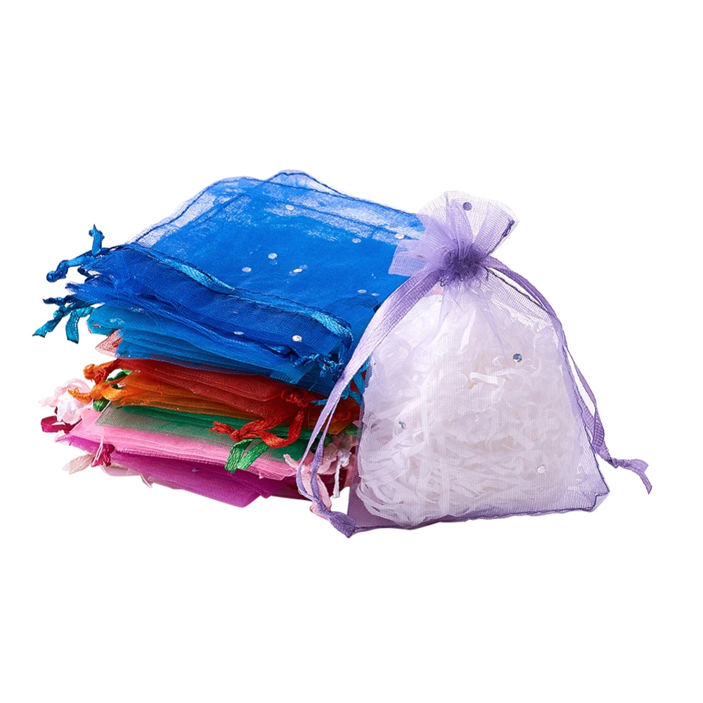 100Pcs Organza Bag 7x5cm Jewelry Drawstring Bags Packaging Pouches Tulle Organza Wedding Christmas Gift Bags for Jewelry Display