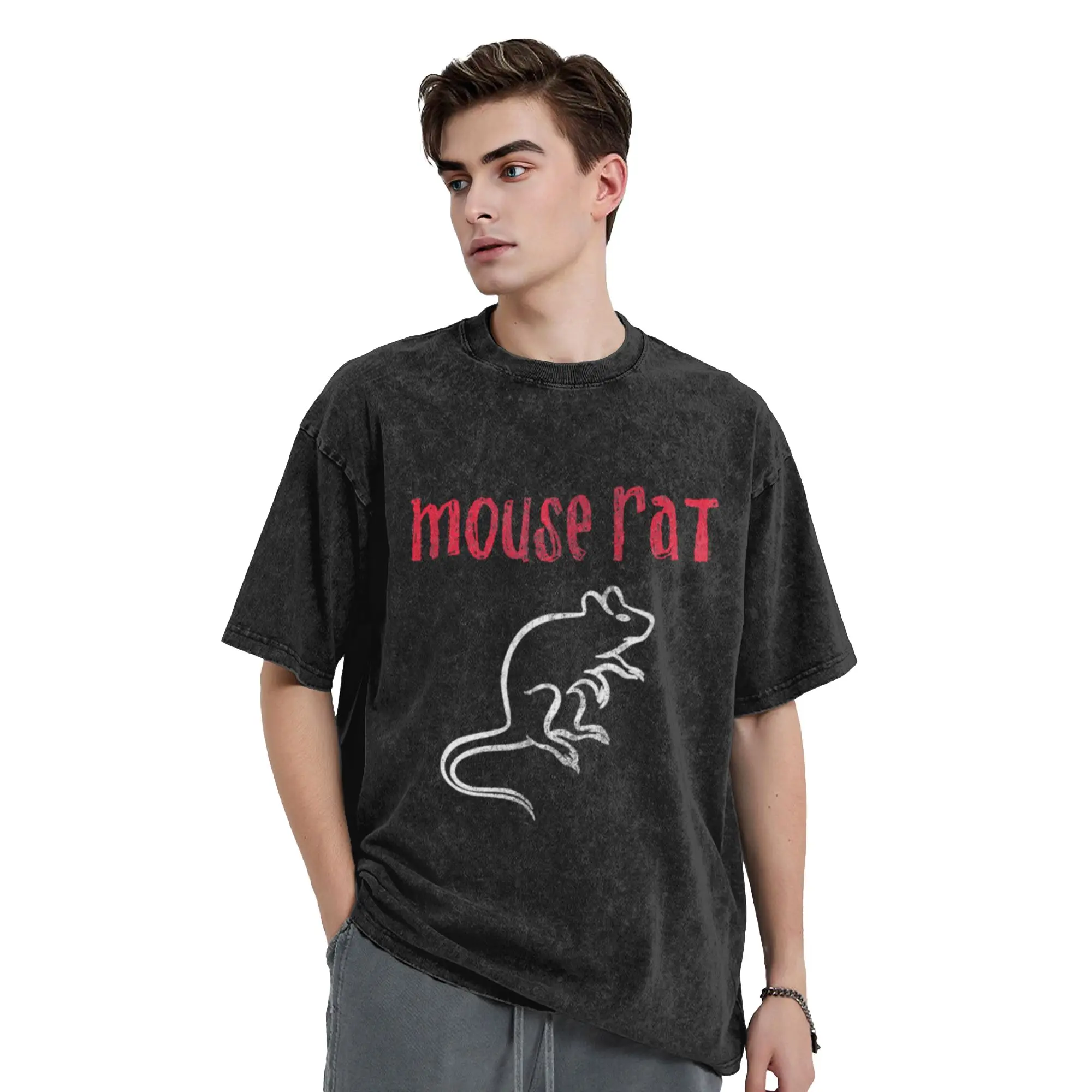 Parks   recreation mouse rat logo distressed  Unique Trendy A Washed T Shirt Men's Women's Oversized Cotton Tees Tops