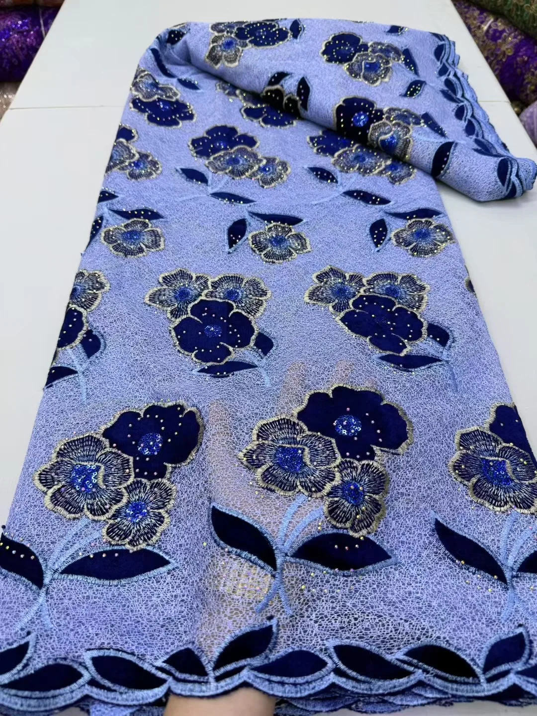 

French Sequins Flocking Velvet Lace Fabric 2025 High Quality African Velvet Lace Fabric For Women Luxury Party Dresses 5 A1139-1