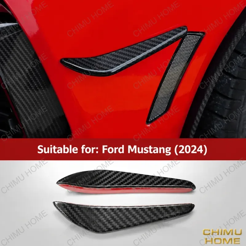 【CHIMU HOME】 Real Carbon Fiber Front Bumper Side Air Knife for Mustang 2024 S650 Exterior Splitter Winglet Trim