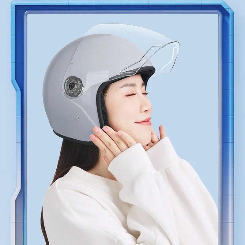 Electric Motorcycle Helmet Motor Car Scooter Bike Men Woman Open Face Half Helmet Anti-UV Safety Hat Bicycle Cap with Goggles image 4