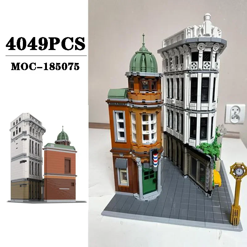 

New MOC-185075 Iron Modular Architecture City Street View Block 4049PCS Adult Boys Birthday Christmas Gift Toy Model Decoration