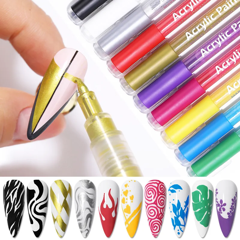 16Colors Nail Art Graffiti Painting Pen DIY Decoration for Nails Acrylic Maker Colorful Drawing Nails Accessories Manicure Tool