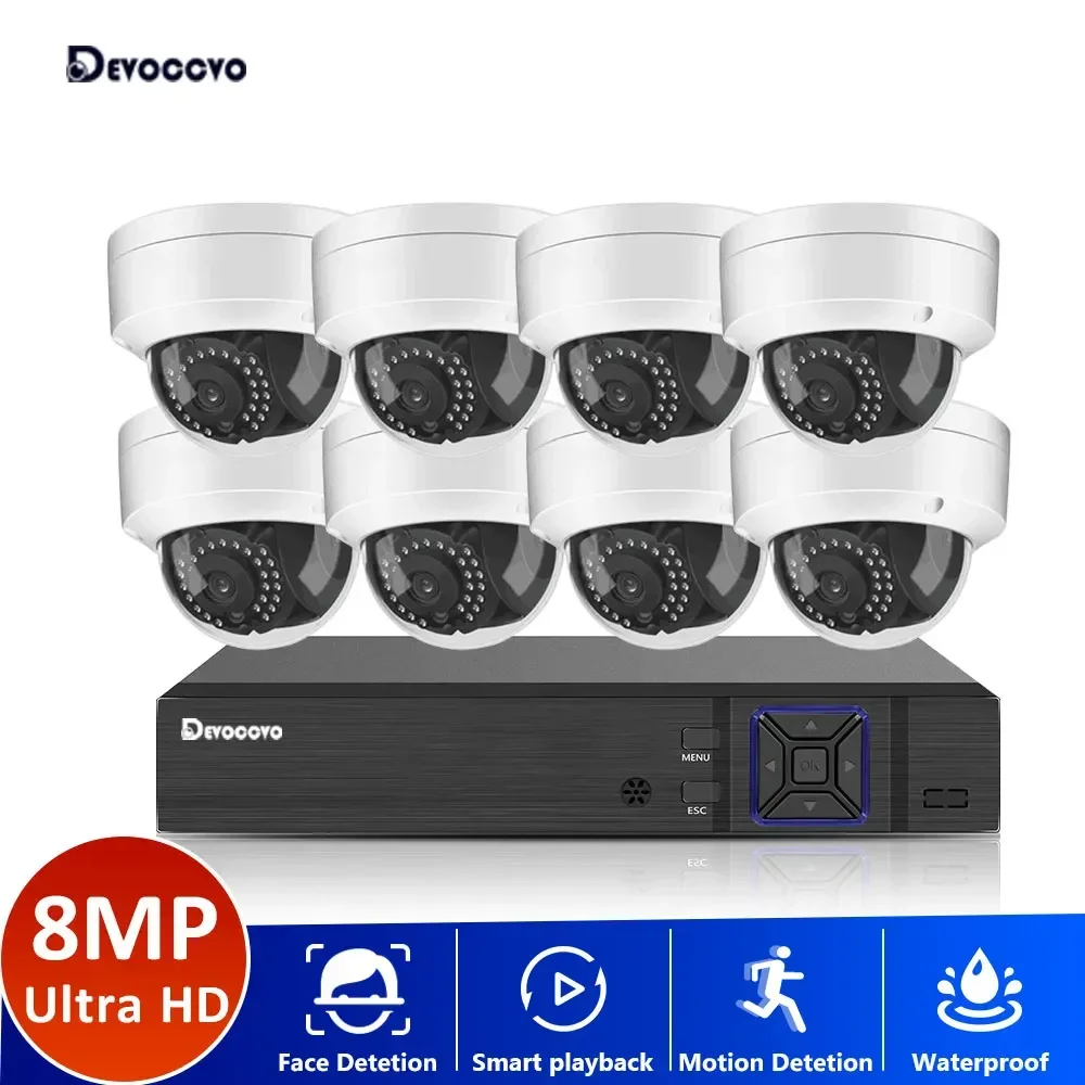 

8-канальный 8-мегапиксельный H.265 4K Ultra HD CCTV AHD DVR Комплект для улицы BNC Купольная домашняя камера безопасности IP66 Водонепроницаемый комплект видеонаблюдения