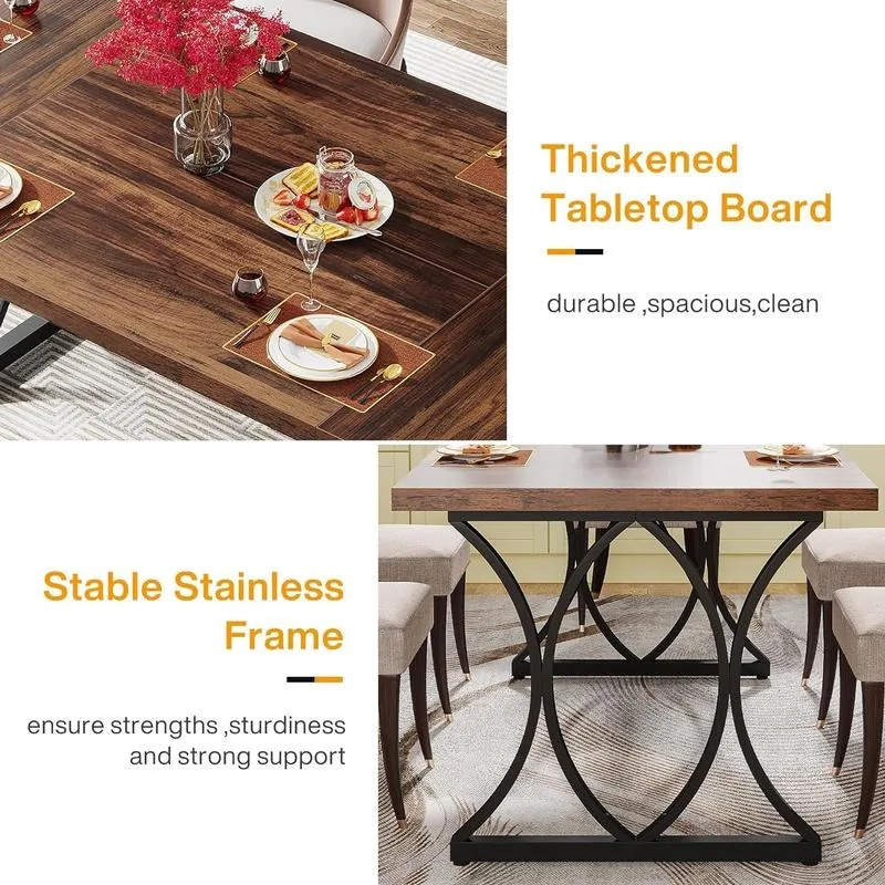 Industrial Dining Table for 6 People, Rectangle Kitchen Table Dinner Table for Dinning Room, Kitchen (Not with Chair)