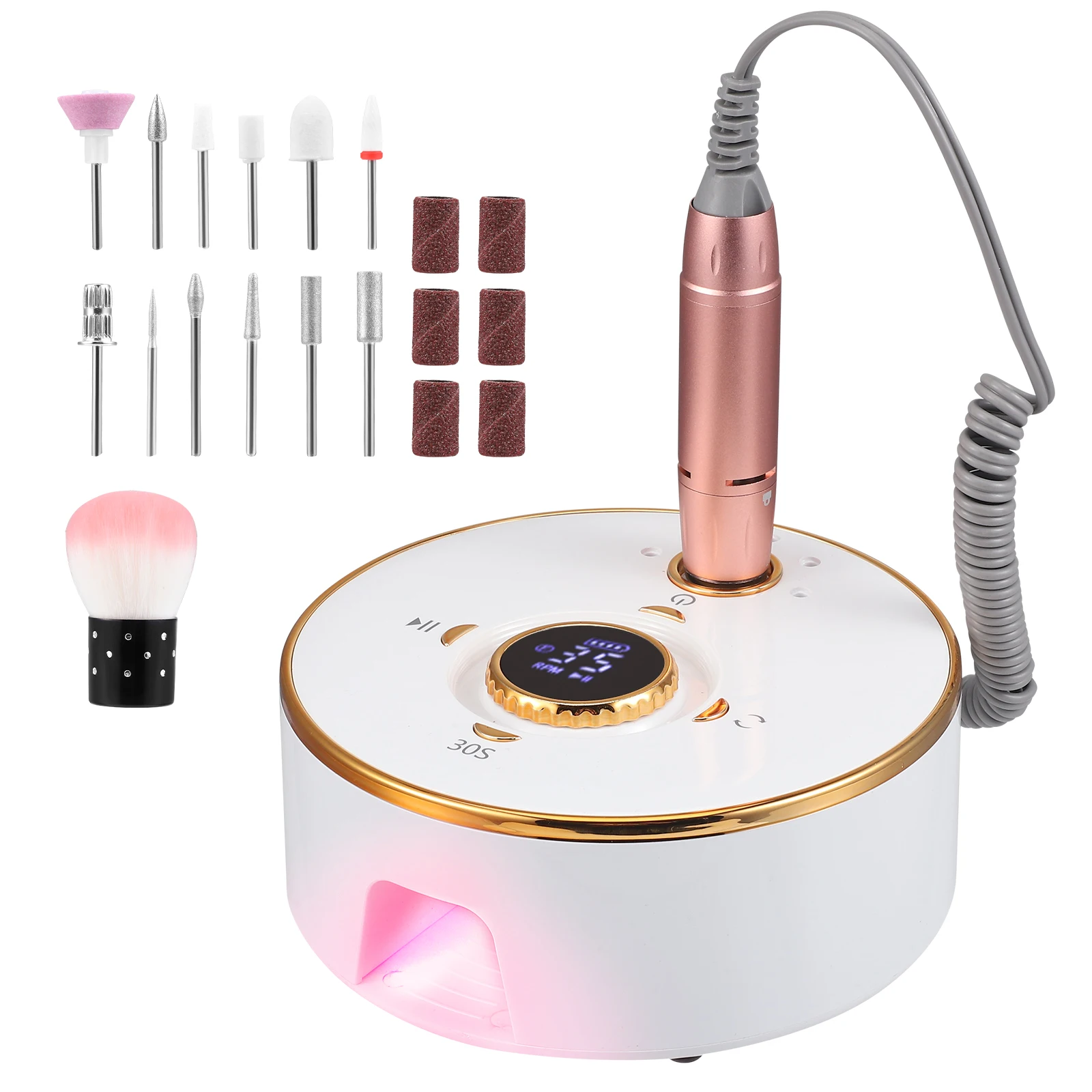 Batteria per fresatrice per unghie 13in1 per unghie, fresatrice elettrica professionale per unghie da 35000 giri/min con batteria da 4000 mAh