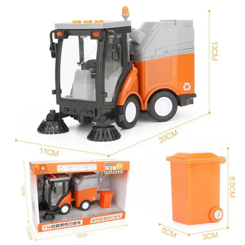 Children Simulation Road Sweeper Toy Garbage Truck Sanitation Processing Street Car Model Light Music Back Birthday Toy Car Gift