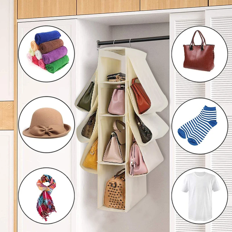 

Handbag Hanging Organizer Hanging Bag for Storage Door Wall Foldable Sundry Shoe Transparent Closet Storage Bags Accessories