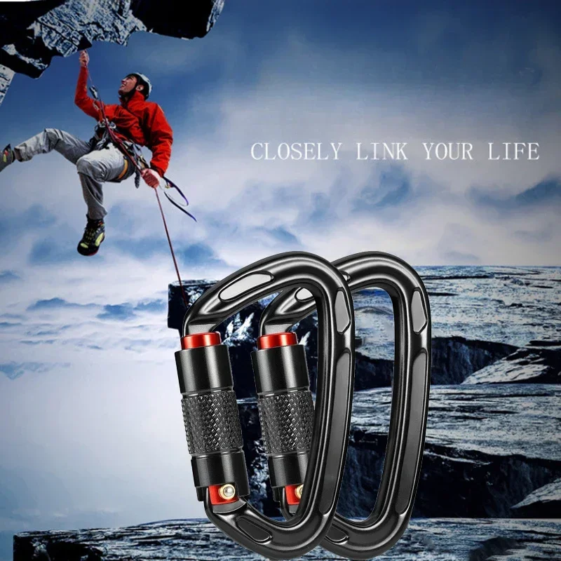 

Auto Locking Carabiner Clips - Heavy Duty Caribeaners,2 Pcs D Shaped Auto Locking Climbing Carabiner Clips for Hammock, Hiking