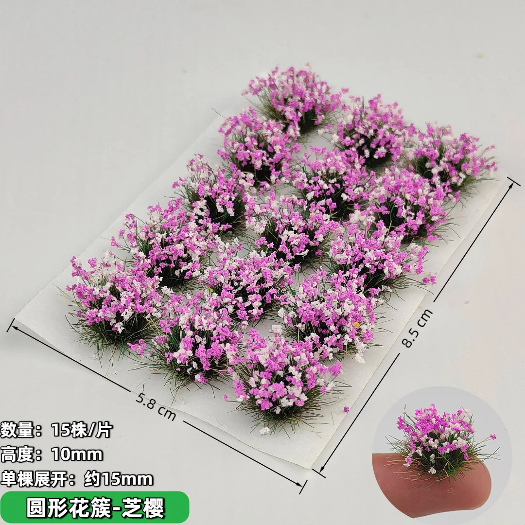 10 mm Blumen-/Grascluster-Modellbausatz für Miniaturgebäude, Sandtisch, DIY handgefertigte Blumen- und Pflanzenmaterialien, Diorama, 15 Stück/Karton
