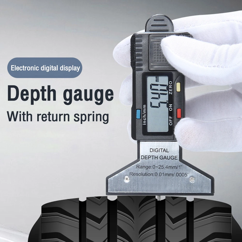 Electronic Digital Depth Gauge Snap Depth Inch Metric Fractions Tire Tread Gage Depth Digital Electronic Indicator